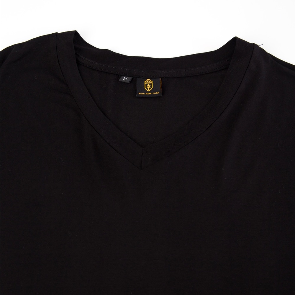 KING NEW YORK, V-NECK T-SHIRT, BLACK